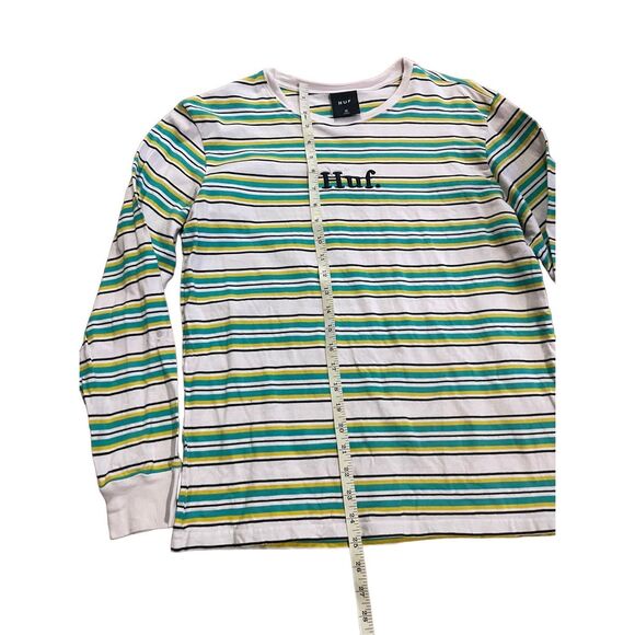 HUF Mens Pasadena Striped Long Sleeve T-Shirt - Teal/Yellow Sz M - Picture 5 of 10